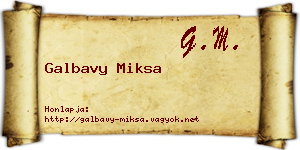 Galbavy Miksa névjegykártya
